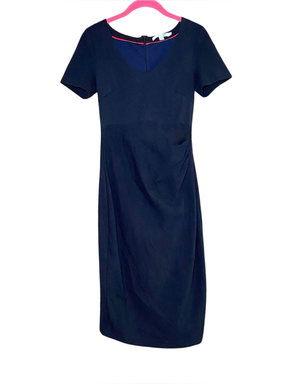 Boden Black Honor Ponte Knit Dress Ruched Stretch Sheath Dress Career Sz 4